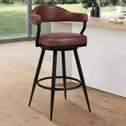 Best Kirklands Home Coffee Faux Leather Justin Swivel Counter Stool Brown
