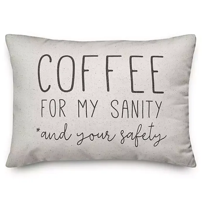 New Kirklands Home Coffee For My Sanity Indoor/Outdoor Lumbar Pillow