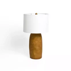 Kirklands Home Cognac Ceramic Mira Table Lamp White