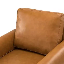 Hot Kirklands Home Cognac Faux Leather and Wood Accent Chair Tan
