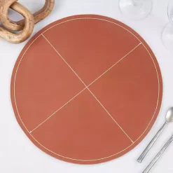 Outlet Kirklands Home Cognac Faux Leather Placemats, Set of 4 Brown