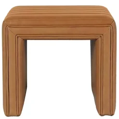 Kirklands Home Cognac Leather Arch Ottoman Brown