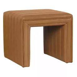 Kirklands Home Cognac Leather Arch Ottoman Brown
