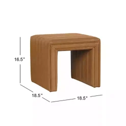 Kirklands Home Cognac Leather Arch Ottoman Brown