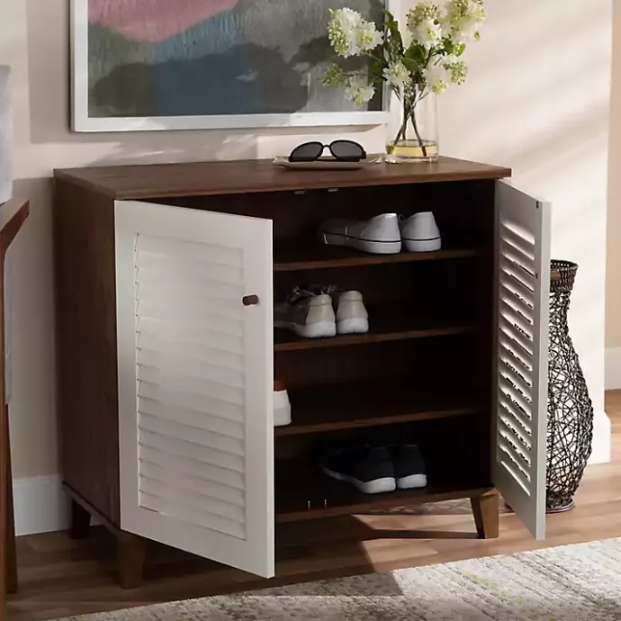 Online Kirklands Home Collier Two-Tone Slatted Shoe Storage Cabinet