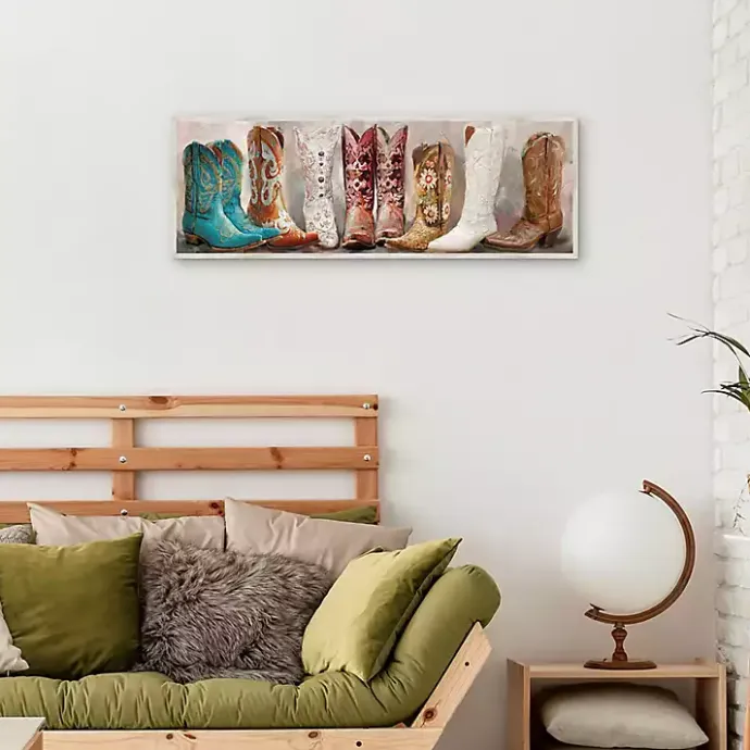 Clearance Kirklands Home Colorful Cowgirl Boots Framed Canvas Art Print