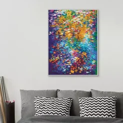 Sale Kirklands Home Colorful Dance of Leaves Framed Canvas Art Print