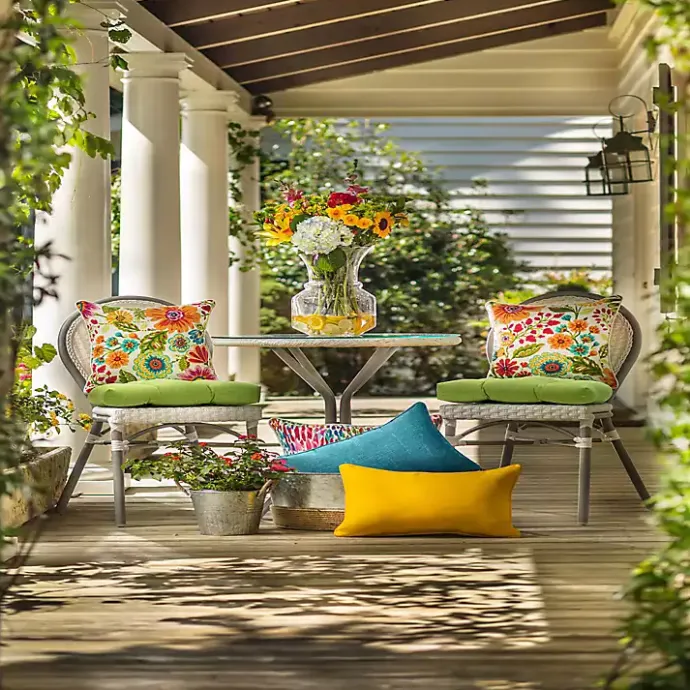 Hot Kirklands Home Colorful Floral Outdoor Seat Cushions, Set of 2 Multi