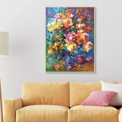Kirklands Home Colorful Flowers in Vase Framed Canvas Art Print Multi