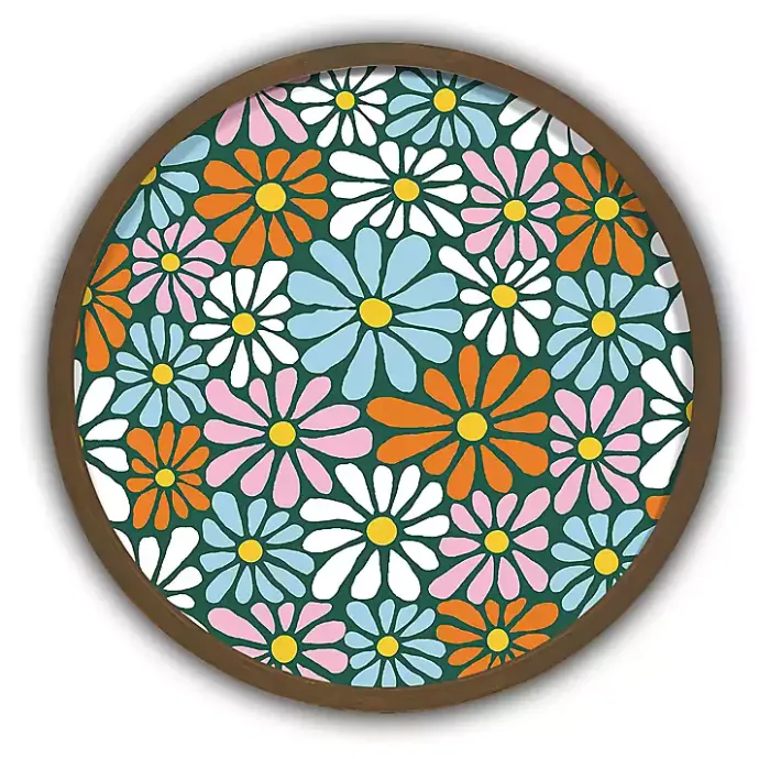 Outlet Kirklands Home Colorful Flowers Round Framed Wall Art