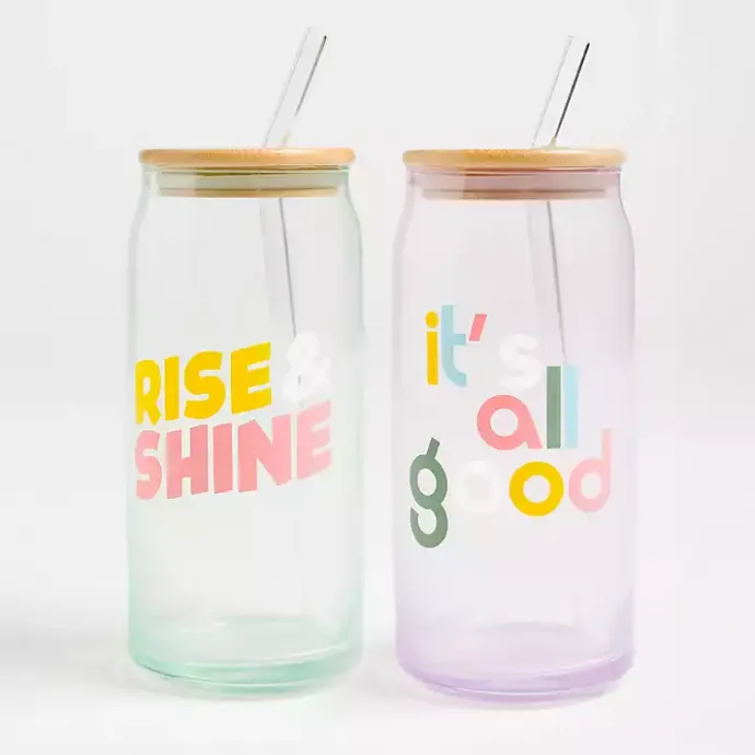 Outlet Kirklands Home Colorful Glass Can Tumblers, Set of 2