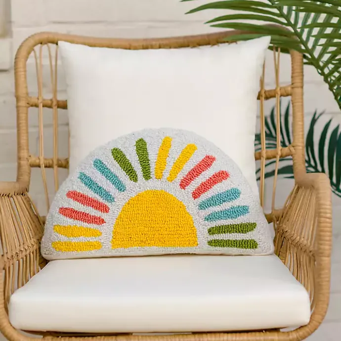 Hot Kirklands Home Colorful Half-Sun Shaped Outdoor Pillow