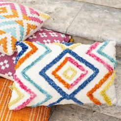 Sale Kirklands Home Colorful Tufted Diamond Outdoor Lumbar Pillow Multi