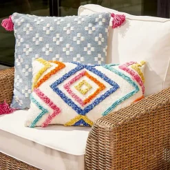 Sale Kirklands Home Colorful Tufted Diamond Outdoor Lumbar Pillow Multi
