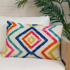 Sale Kirklands Home Colorful Tufted Diamond Outdoor Lumbar Pillow Multi