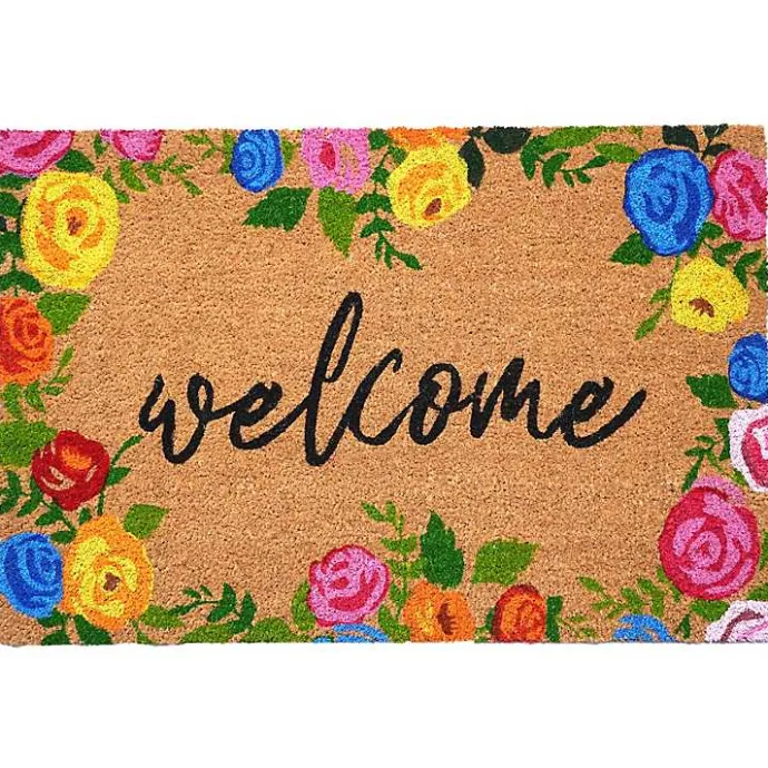 Clearance Kirklands Home Colorful Welcome Roses Doormat Multi