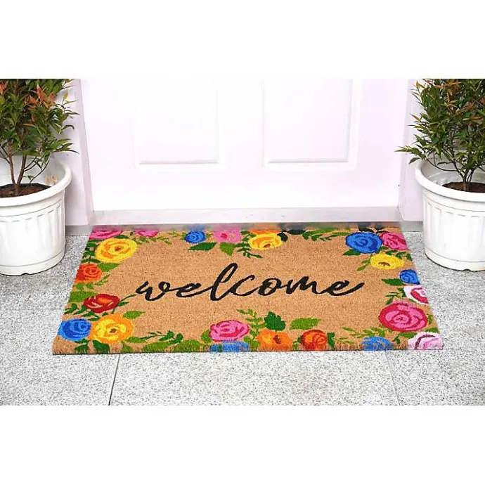 Clearance Kirklands Home Colorful Welcome Roses Doormat Multi