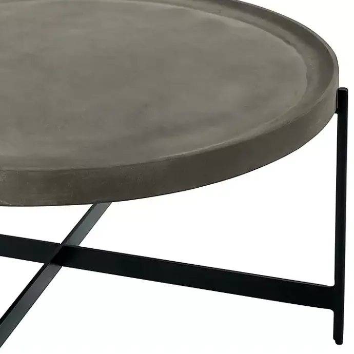 Hot Kirklands Home Concrete Round Tray Top Coffee Table