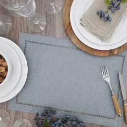 Online Kirklands Home Cool Laser-Cut Hemstitch Placemats, Set of 4 Gray