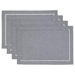 Online Kirklands Home Cool Laser-Cut Hemstitch Placemats, Set of 4 Gray