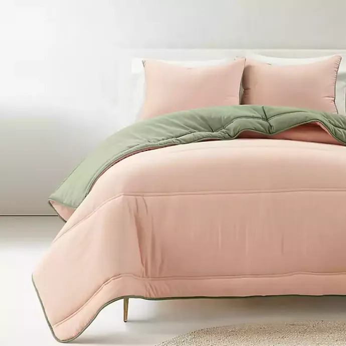 Kirklands Home Coral & Sage Reversible 3-pc. Queen Comforter Set