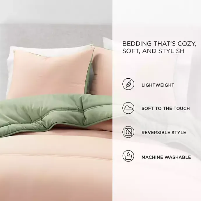 Kirklands Home Coral & Sage Reversible 3-pc. Queen Comforter Set