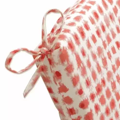 Discount Kirklands Home Coral Checkered Outdoor Chair Cushion