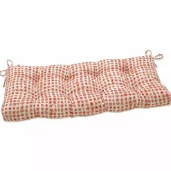 New Kirklands Home Coral Checkered Outdoor Settee Cushion