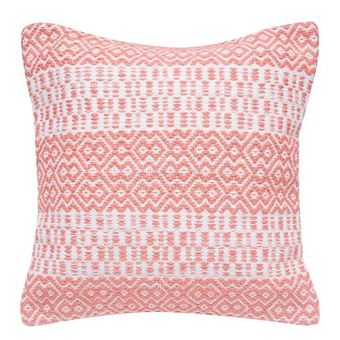 Kirklands Home Coral Diamond Stripe Indoor/Outdoor Pillow Pink