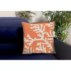 New Kirklands Home Coral Ocean Flower Outdoor Accent Pillow Orange