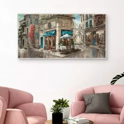 Best Kirklands Home Corner Cafe Framed Canvas Art Print Gray