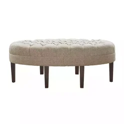 Hot Kirklands Home Cory Tufted Natural Linen Ottoman Tan