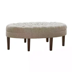 Hot Kirklands Home Cory Tufted Natural Linen Ottoman Tan