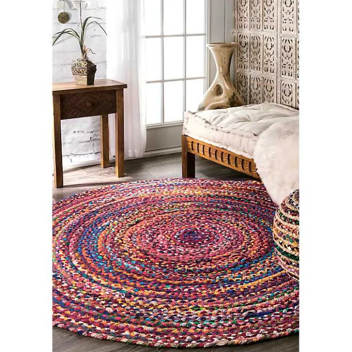 Hot Kirklands Home Cotton Braided Tammara Round Area Rug, 6 ft. Multi