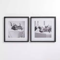Best Kirklands Home Cow in Bubble Bath Framed Art Prints, Set of 2