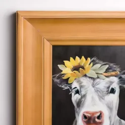 Sale Kirklands Home Cow with Sunflower Crown Framed Art Print