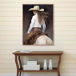 Hot Kirklands Home Cowgirl Framed Canvas Art Print Brown