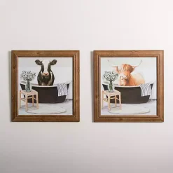 Clearance Kirklands Home Cows in the Bathtub Framed Art Prints, Set of 2 Multi