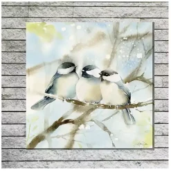 Hot Kirklands Home Cozy Chickadees Outdoor Canvas Art Print