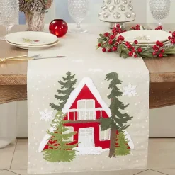 Hot Kirklands Home Cozy Christmas Cottage Cotton Runner