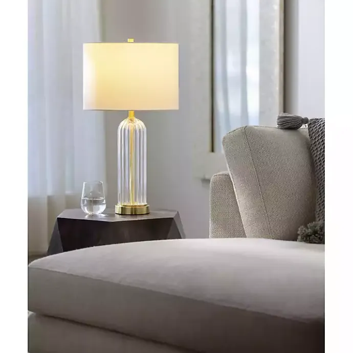 Kirklands Home Crassula Clear Glass Table Lamp White