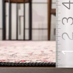 New Kirklands Home Cream & Red Diamond Trellis Washable Area Rug, 3x5