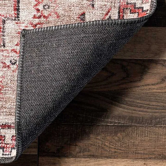 Outlet Kirklands Home Cream & Red Diamond Trellis Washable Area Rug, 5x8