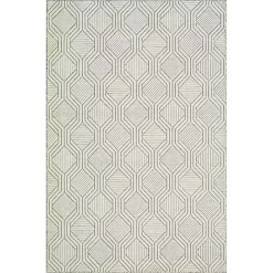 Clearance Kirklands Home Cream and Blue Geo Indoor/Outdoor Area Rug, 7x9