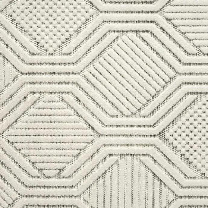 Clearance Kirklands Home Cream and Blue Geo Indoor/Outdoor Area Rug, 7x9