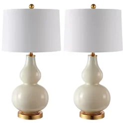 Kirklands Home Cream and Gold Leaf Table Lamps, Set of 2 White