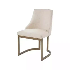 Outlet Kirklands Home Cream and Gold Modern Dining Chairs, Set of 2 Tan