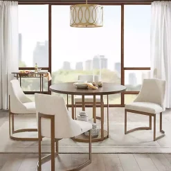 Outlet Kirklands Home Cream and Gold Modern Dining Chairs, Set of 2 Tan