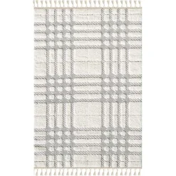 Clearance Kirklands Home Cream and Gray Tufted Criss-Cross Area Rug, 7x9
