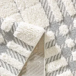 Clearance Kirklands Home Cream and Gray Tufted Criss-Cross Area Rug, 7x9